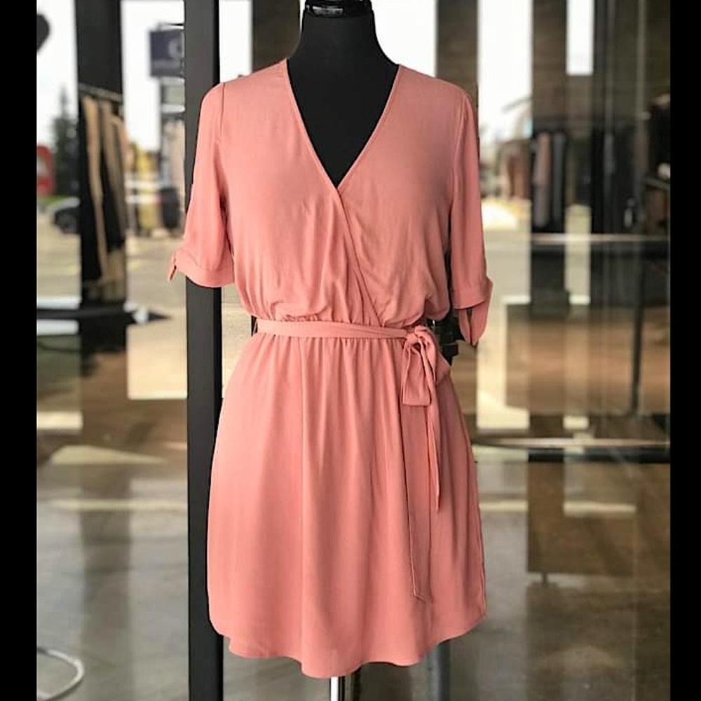 GENTLE FAWN Sahara Bliss Viscose Rayon v neck short sleeve tie waist midi dress